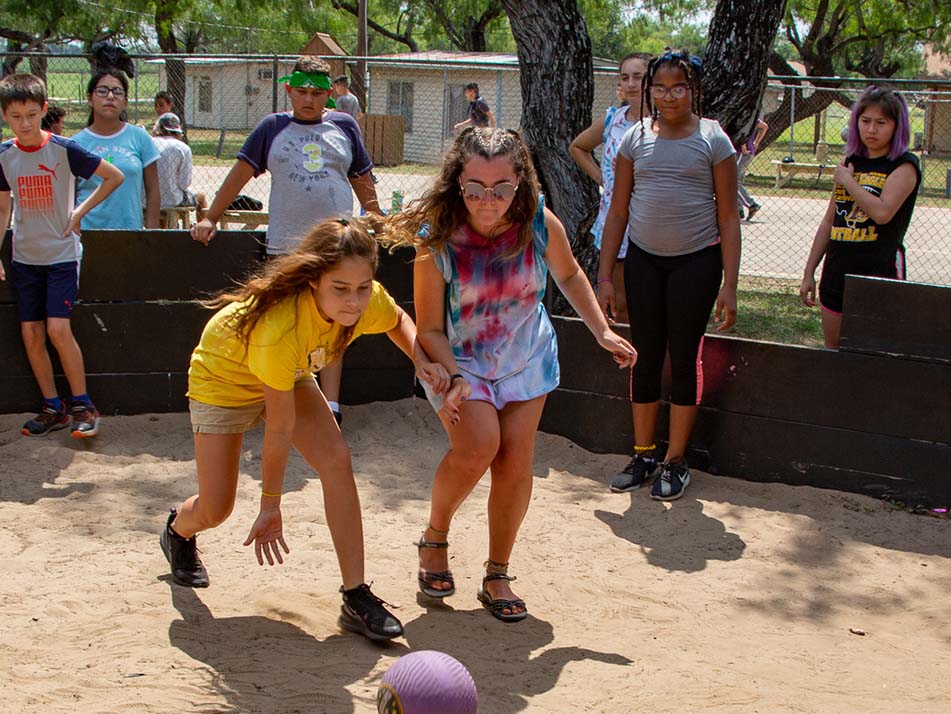 Campers playing gaga ball