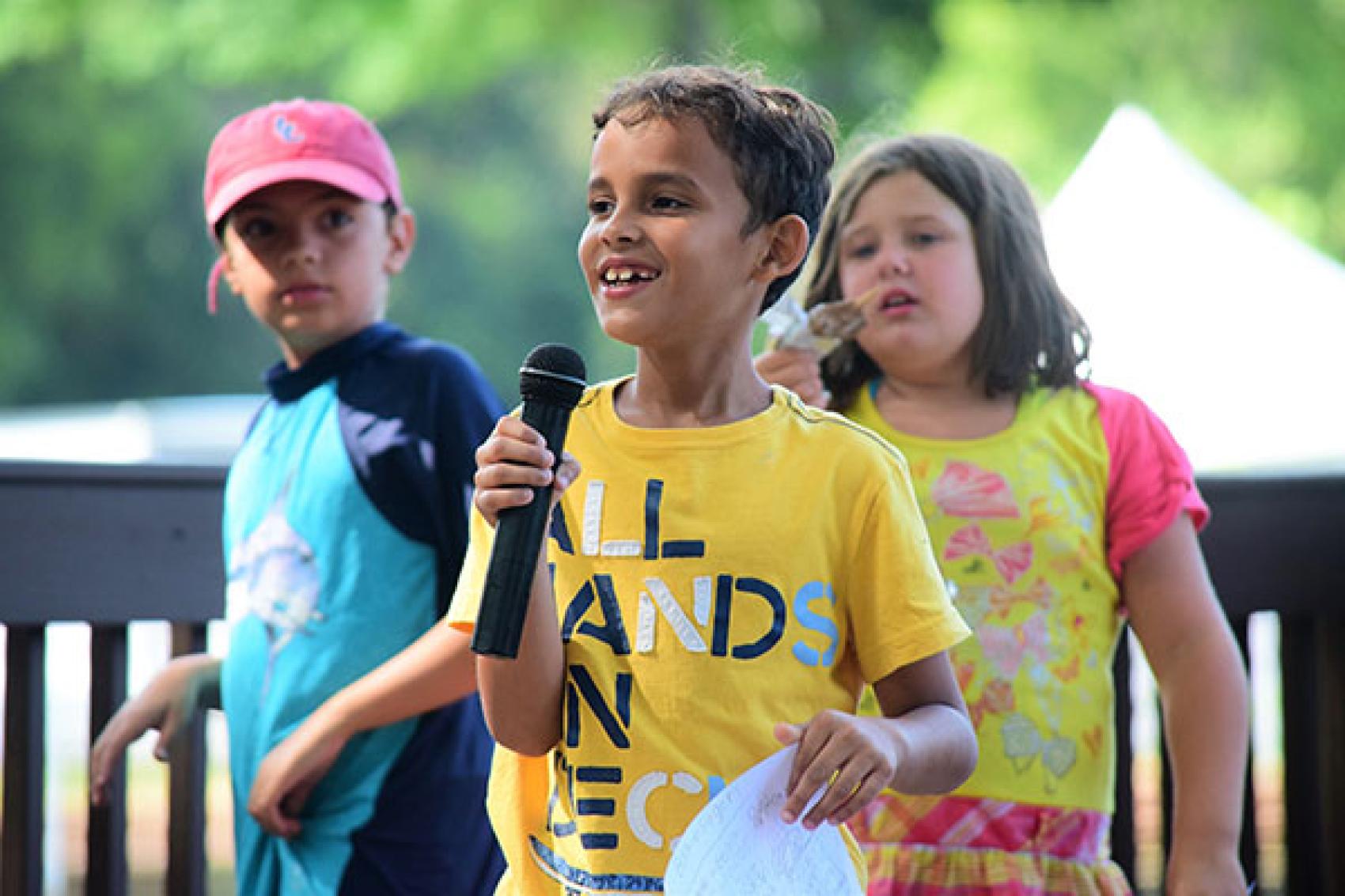 camper with microphone