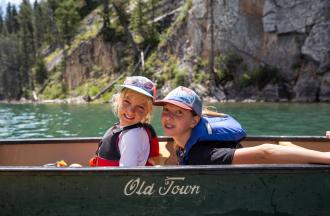 campers in canoe